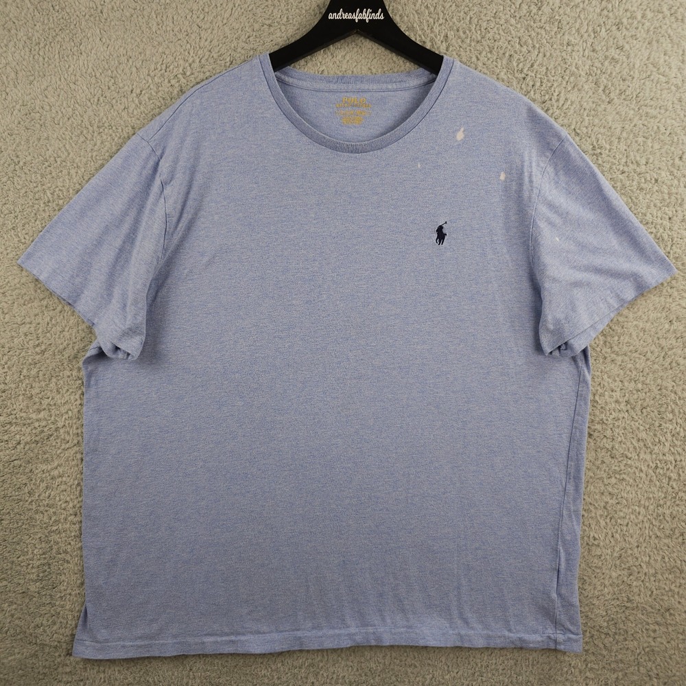 Polo Ralph‎ Lauren Shirt Mens XL Heather Blue Crew Neck Bleached Grunge Pony Tee